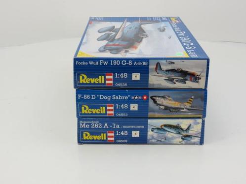 Schaal 1:48 REVELL Set of 3 ME 262A-1A Nightfighter, F-86..., Hobby en Vrije tijd, Modelbouw | Vliegtuigen en Helikopters, Zo goed als nieuw