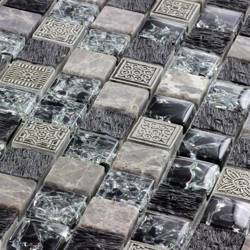 Mozaïektegel Pulcher Natuursteen Glas Gres 30x30 cm, Doe-het-zelf en Verbouw, Tegels, 20 tot 40 cm, 20 tot 40 cm, 10 m² of meer