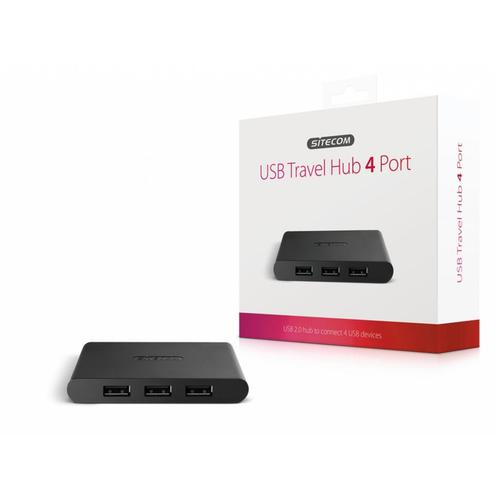 Sitecom - CN-080 - USB Travel Hub 4 Port, Computers en Software, Pc- en Netwerkkabels, Nieuw, Verzenden
