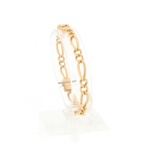 Gouden fantasie/figaro schakel armband | 18 cm, Sieraden, Tassen en Uiterlijk, Armbanden, Goud, Gebruikt, Goud, Verzenden