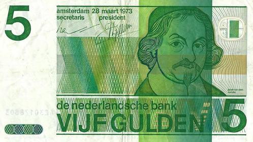 Bankbiljet 5 gulden 1973 Vondel Zeer Fraai, Postzegels en Munten, Bankbiljetten | Nederland, Verzenden