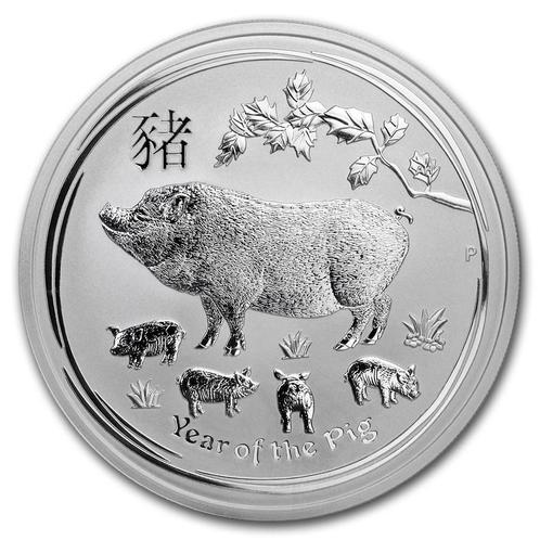 Lunar II - Year of the Pig - 5 oz 2019, Postzegels en Munten, Munten | Oceanië, Losse munt, Zilver, Verzenden