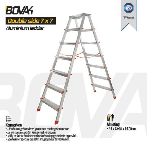 Bovak huishoudtrap -inklapbaar Aluminium keukentrapje-ladder, Doe-het-zelf en Verbouw, Ladders en Trappen, Trap, Nieuw, Opvouwbaar of Inschuifbaar