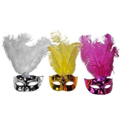Plastic metallic oogmasker gekleurd - Venetiaanse maskers, Hobby en Vrije tijd, Feestartikelen, Ophalen of Verzenden