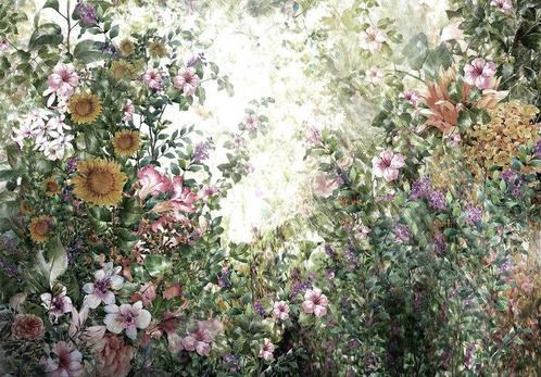 Bloemen fotobehang tuinbloemen, Huis en Inrichting, Stoffering | Behang, Verzenden