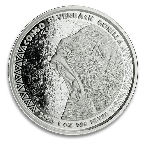 Congo / Kongo Gorilla 1 oz 2020 (75.000 oplage), Postzegels en Munten, Munten | Afrika, Losse munt, Zilver, Overige landen, Verzenden