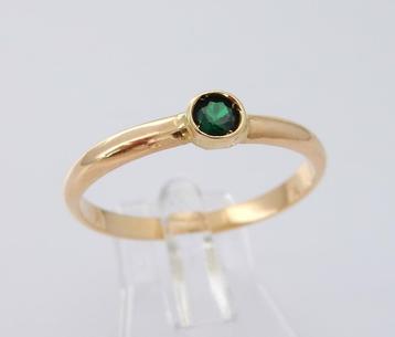 Grote 18k Gouden Solitair Ring met Smaragd Damesring M19