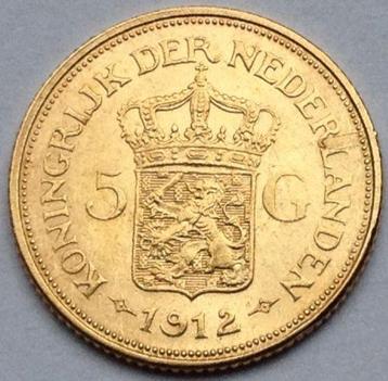 Gouden vijfje 1912 of 5 gulden 1912 Wilhelmina