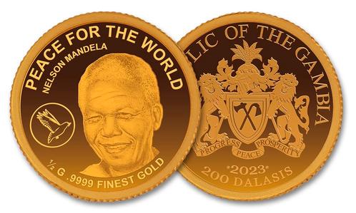 Kleinste goud munt Nelson Mandela 2023 AU, Postzegels en Munten, Munten en Bankbiljetten | Verzamelingen, Verzenden