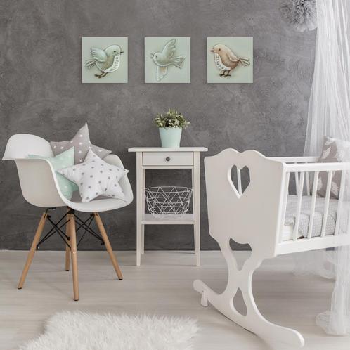 Kinderkamer muurdecoratie - Vogeltjes op canvas - 20x20 cm, Kinderen en Baby's, Kinderkamer | Inrichting en Decoratie, Wanddecoratie