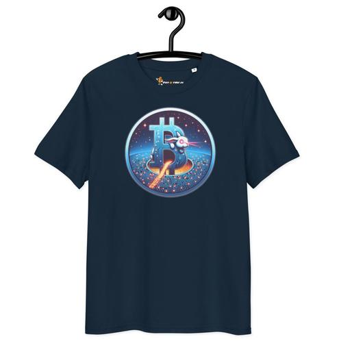 Bitcoin t-shirt - Laser Eyes Rabbit - 100% Biologisch Katoen, Kleding | Dames, T-shirts, Korte mouw, Blauw, Nieuw, Verzenden