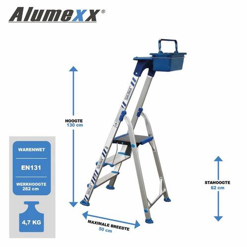 Alumexx Twin-Deck 2.0 huishoudtrap, Doe-het-zelf en Verbouw, Ladders en Trappen, Nieuw, Verzenden