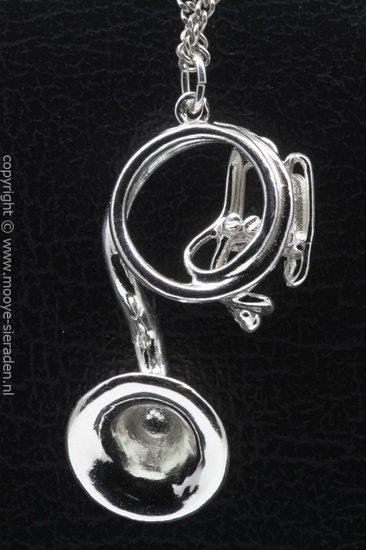 Zilveren Sousafoon-tuba-ringbas ketting hanger, Sieraden, Tassen en Uiterlijk, Kettinghangers, Verzenden