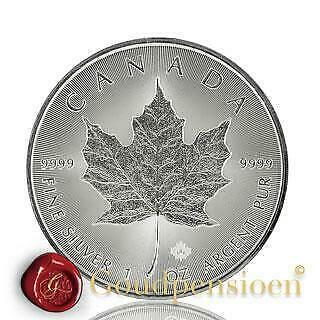 Zilver Maple Leaf 1 troy ounce 999,9 puur zilveren munt, Postzegels en Munten, Munten | Amerika, Noord-Amerika, Losse munt, Zilver