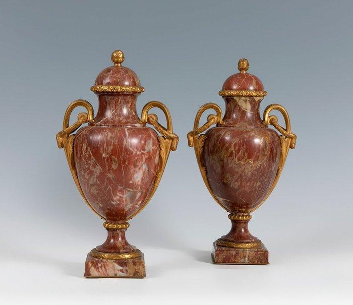 Vaas met dubbele oren (2) - Marmer, Brons, Antiek en Kunst, Antiek | Meubels | Stoelen en Banken