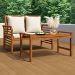 vidaXL 2-delige Loungeset met crèmewitte kussens massief, Verzenden, Nieuw, Hardhout, Loungeset
