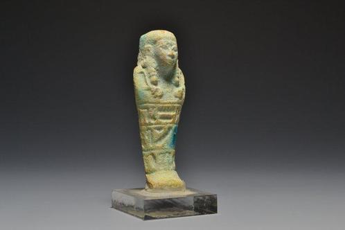 Oude Egypte, late periode Faience Shabti, met hiërogliefen, Antiek en Kunst, Antiek | Overige Antiek