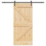 vidaXL Schuifdeur met beslag 100x210 cm massief grenenhout, Doe-het-zelf en Verbouw, Deuren en Horren, Verzenden, Nieuw