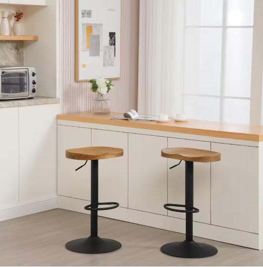 Set van 2 Industriële Barkrukken –Hout, Verstelbaar en Draai, Huis en Inrichting, Barkrukken, Nieuw, Verzenden