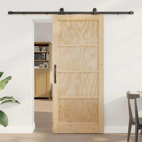 vidaXL Schuifdeur ORKDAL Naturel en zwart 86 x 198.5 cm, Doe-het-zelf en Verbouw, Deuren en Horren, Nieuw, Verzenden