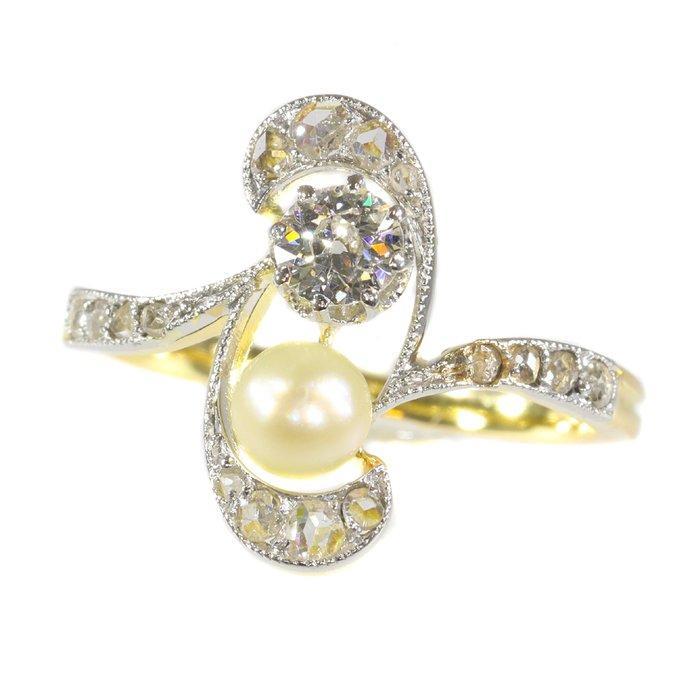 Ring - 18 karaat Geel goud - 0.25ct. tw. Diamant, Sieraden, Tassen en Uiterlijk, Ringen