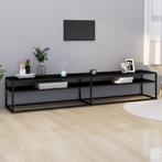 vidaXL Tv-meubel 220x40x40,5 cm gehard glas zwart, Huis en Inrichting, Kasten | Televisiemeubels, Verzenden, Nieuw, Glas, 200 cm of meer