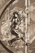 Sepia kleur kunstwerken - doek met zwarte aluminium lijst, Verzenden, Nieuw