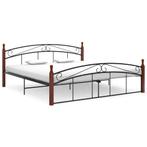 vidaXL Bedframe metaal en massief eikenhout zwart 180x200 cm, Eenpersoons, Verzenden, Zwart, Nieuw