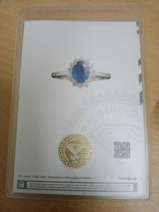 Verlovingsring - 14 karaat Witgoud - 1.10ct. tw. Saffier -, Sieraden, Tassen en Uiterlijk, Antieke sieraden