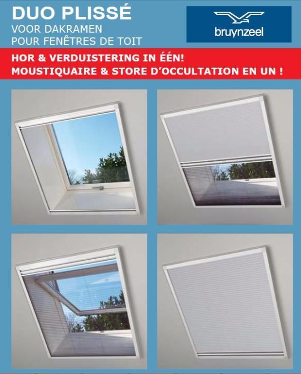 BRUYNZEEL Duo-Plisse S500 of S900 hor+gordijn 5 maten*ACTIE*, Doe-het-zelf en Verbouw, Glas en Ramen, Nieuw, Ophalen of Verzenden