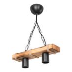 [lux.pro] Hanglamp Hemel 2xE27 zwart houtkleurig en jute, Huis en Inrichting, Lampen | Hanglampen, Verzenden, Nieuw
