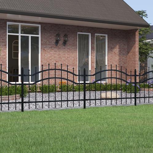 vidaXL Tuinhek met spijlpunten 115 cm gepoedercoat staal, Tuin en Terras, Schuttingen, Nieuw, IJzer, Verzenden