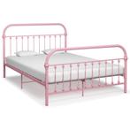 vidaXL Bedframe metaal roze 120x200 cm, Verzenden, Nieuw, Twijfelaar, 120 cm