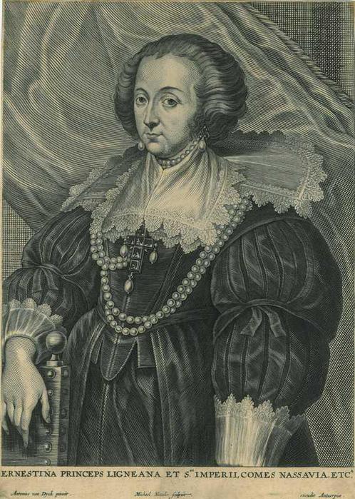 Portrait of Ernestine Yolande de Ligne, Antiek en Kunst, Kunst | Etsen en Gravures