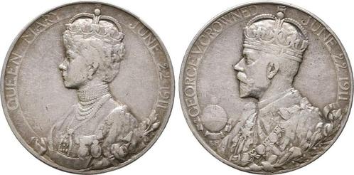 Zilver medaille auf seine Kroenung 1911 Grossbritannien:..., Postzegels en Munten, Penningen en Medailles, Verzenden