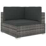 vidaXL Hoekbank 1 st met kussens poly rattan grijs, Tuin en Terras, Tuinsets en Loungesets, Verzenden, Nieuw, Rotan