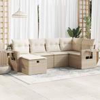 vidaXL 6-delige Loungeset met kussens poly rattan beige, Tuin en Terras, 6 zitplaatsen, Nieuw, Loungeset, Verzenden