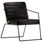 vidaXL Fauteuil echt leer zwart, Huis en Inrichting, Fauteuils, Verzenden, Nieuw