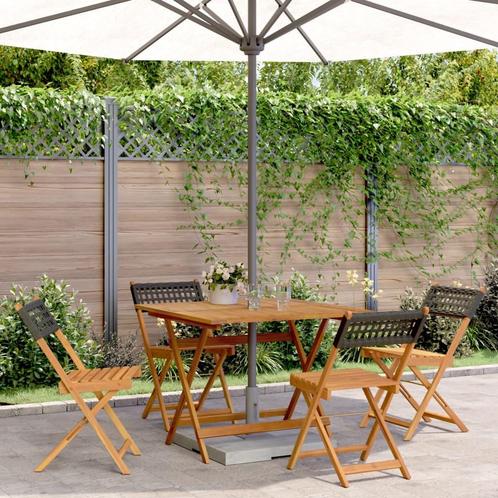 vidaXL 5-delige Tuinset poly rattan en massief hout zwart, Tuin en Terras, Tuinsets en Loungesets, Tuinset, Nieuw, Hardhout, Verzenden