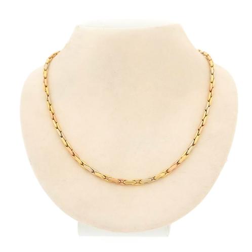 18 Krt. Tricolor gouden cardano schakel ketting | 46 cm, Sieraden, Tassen en Uiterlijk, Kettingen, Overige kleuren, Gebruikt, Goud