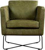 Olijfgroene leren moderne design fauteuil - Kenia Leer Olive, Huis en Inrichting, Fauteuils, Nieuw, Ophalen of Verzenden, 50 tot 75 cm