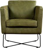 Olijfgroene leren moderne design fauteuil - Kenia Leer Olive, Huis en Inrichting, Fauteuils, Nieuw, Leer, Ophalen of Verzenden