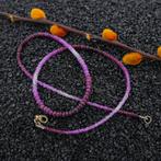 9 Krt. Robijn kralen ketting | 45 cm (multikleurige robijn), Sieraden, Tassen en Uiterlijk, Antieke sieraden, Ophalen of Verzenden