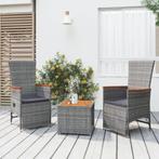 vidaXL 3-delige Loungeset poly rattan en massief acaciahout, 3 zitplaatsen, Nieuw, Loungeset, Verzenden