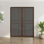 Dubbele stalen taatsdeur 6 Vlaks  Brons Rook glas Luxe desig, Minder dan 80 cm, Overige typen, Nieuw, Metaal