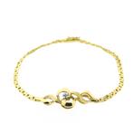 Vintage gouden fantasie schakel armband 0,005 ct. | 19 cm, Gebruikt, Overige kleuren, Ophalen of Verzenden, Met edelsteen