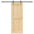 vidaXL Schuifdeur met beslag 85x210 cm massief grenenhout, Doe-het-zelf en Verbouw, Deuren en Horren, Verzenden, Nieuw