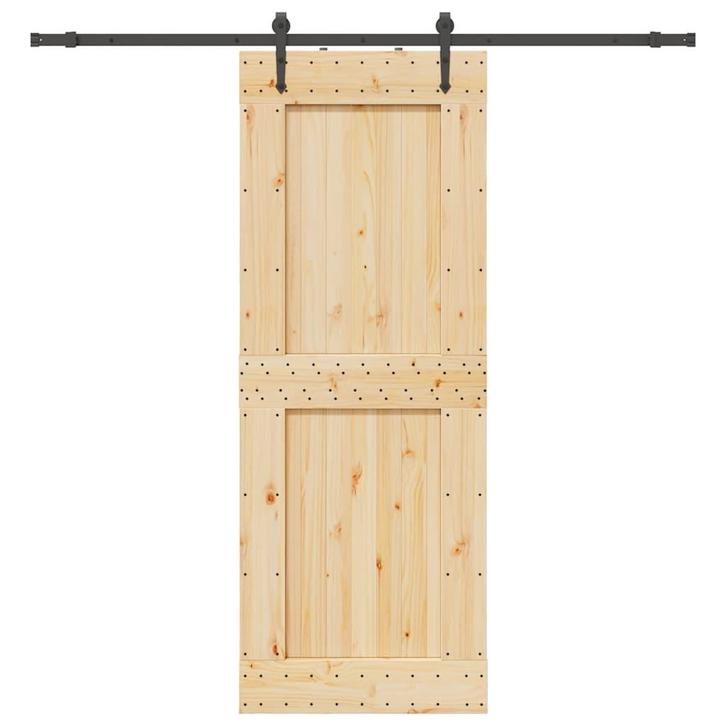vidaXL Schuifdeur met beslag 85x210 cm massief grenenhout, Doe-het-zelf en Verbouw, Deuren en Horren, Nieuw, Verzenden