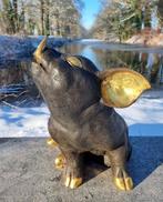 sculptuur, Large seated pig - 35 cm - Brons