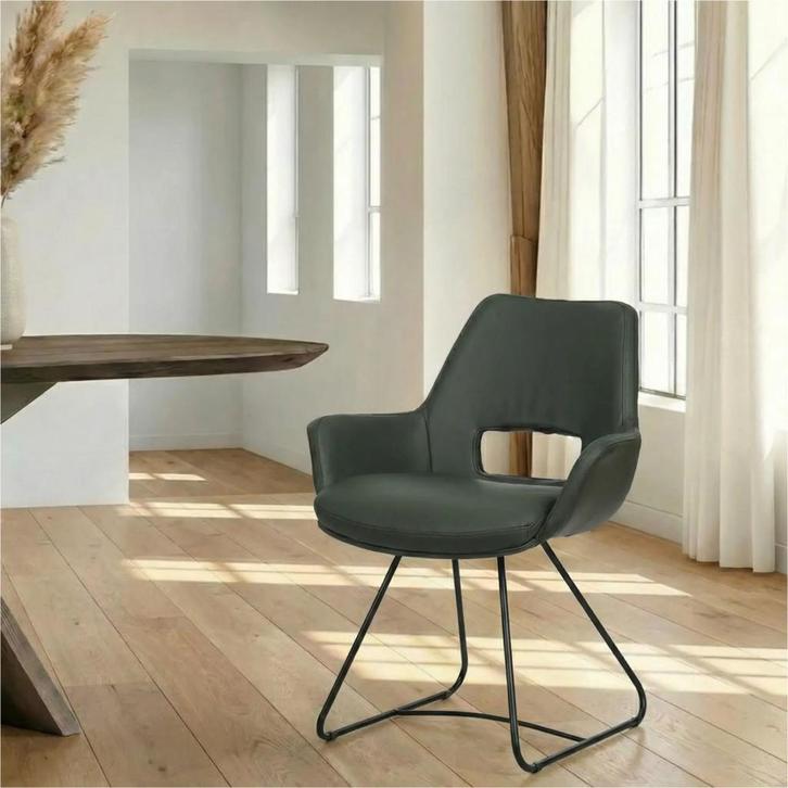 Leren eetkamerstoel Zippy - Hermes Verde (donkergroen) -, Huis en Inrichting, Stoelen, Nieuw, Leer, Ophalen of Verzenden